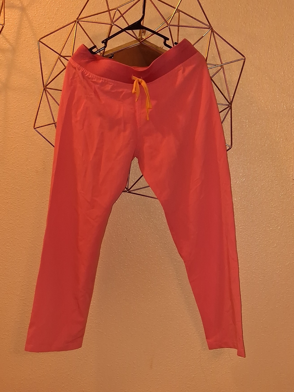 Kids Coral Pink Joggers with Yellow Drawstring